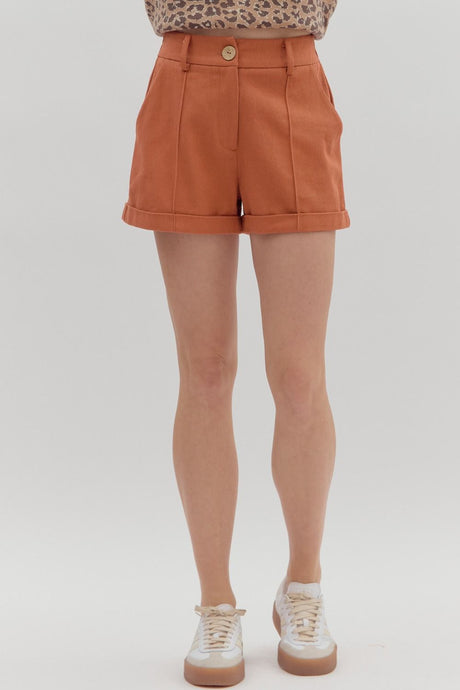 Pleated Shorts- Rust