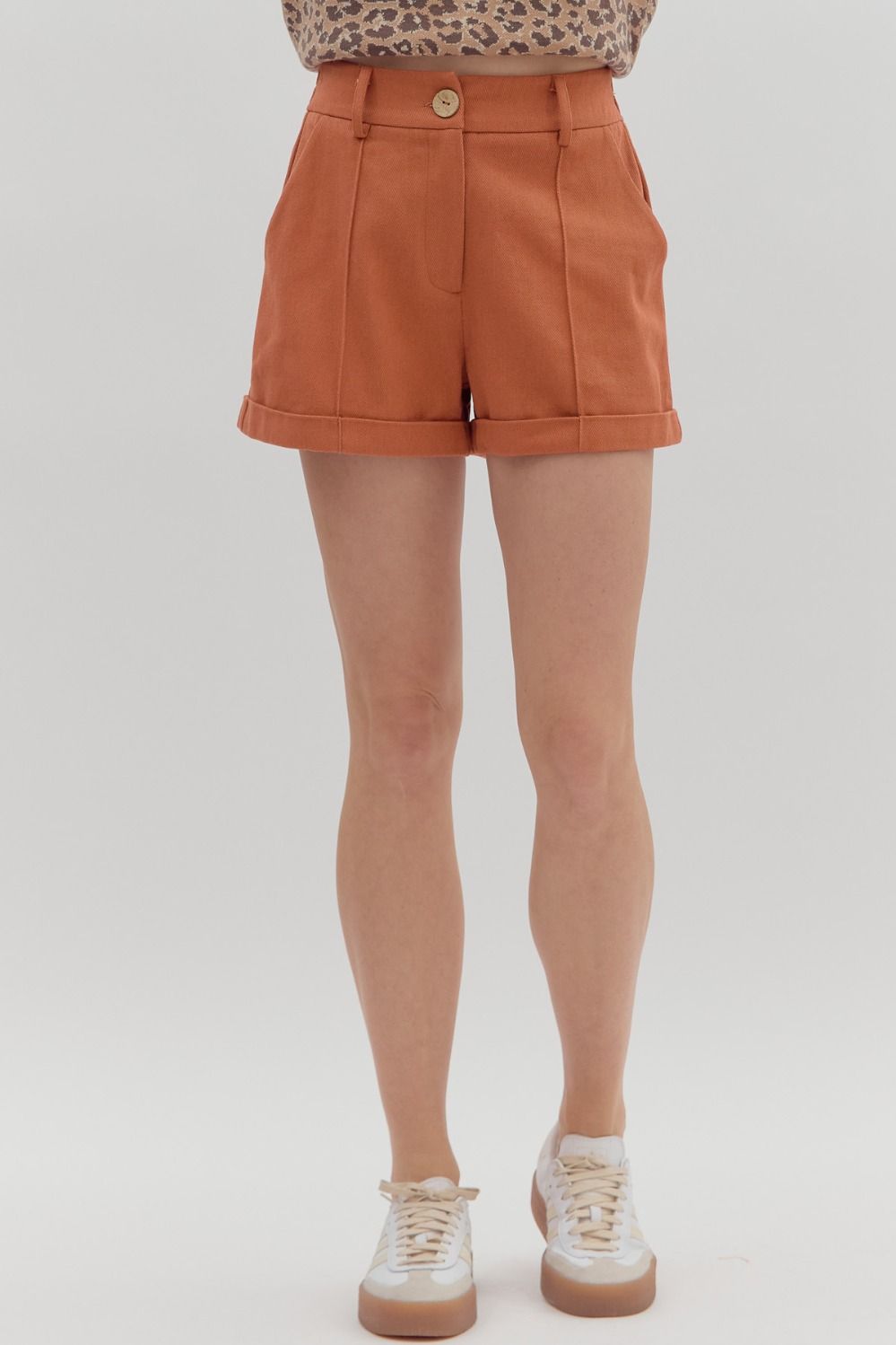 Pleated Shorts- Rust
