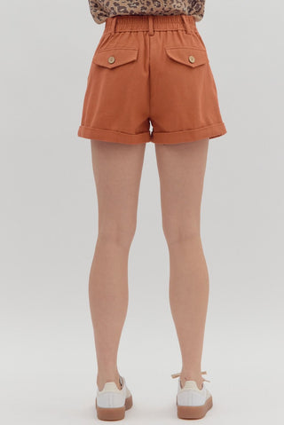 Pleated Shorts- Rust