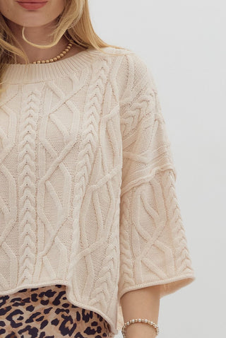 Cable Knit Sweater- Ecru/cream
