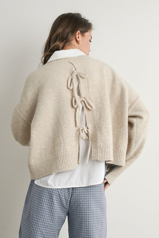 Tie-Back Sweater- Taupe