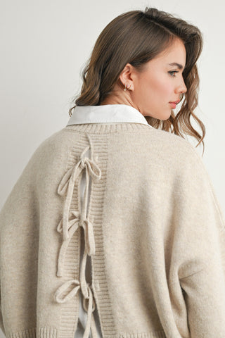 Tie-Back Sweater- Taupe