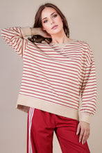 Load image into Gallery viewer, Beigh &amp; Brick Stripe Top