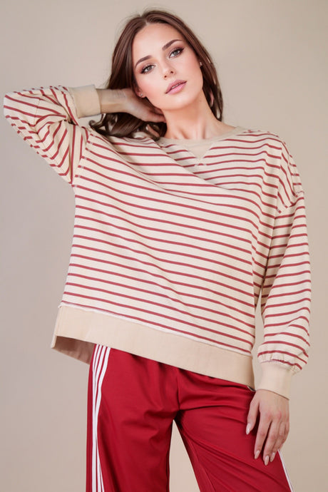 Beigh & Brick Stripe Top