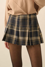 Load image into Gallery viewer, Plaid Flannel Pleated Mini Skort- Midnight Blue