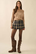 Load image into Gallery viewer, Plaid Flannel Pleated Mini Skort- Midnight Blue