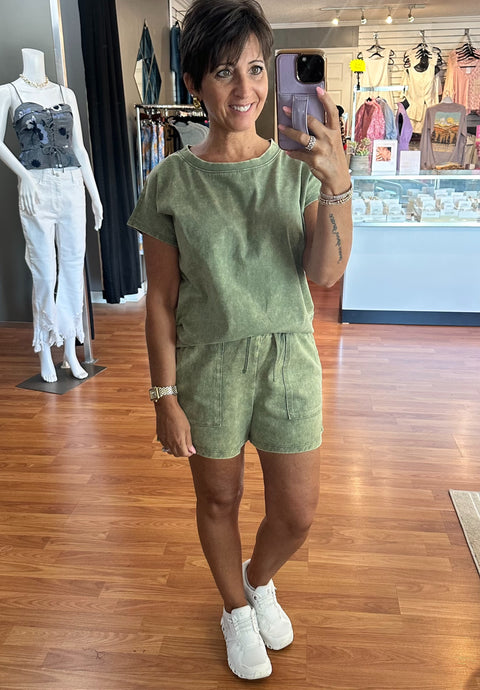 Acid Wash Olive Set