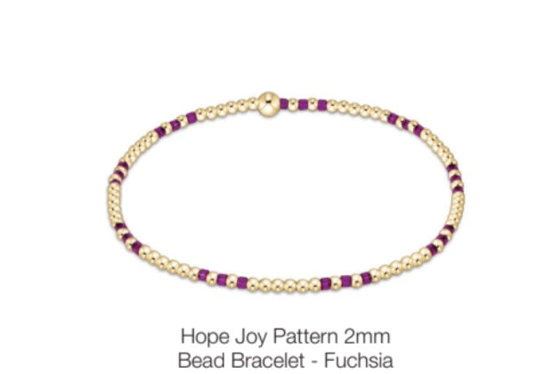Enewton Hope Joy Pattern 2mm Bead Bracelet- Fuschia