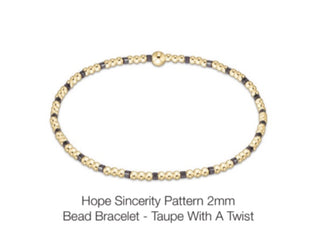 Enewton Hope Sincerity Pattern 2mm Bead Bracelet- Taupe With A Twist