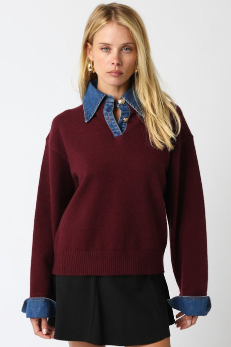 Wine Denim Sweater
