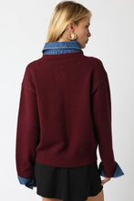 Load image into Gallery viewer, Wine Denim Sweater
