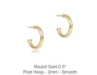 Enewton Round Gold 0.5" Post Hoop- 2mm Smooth