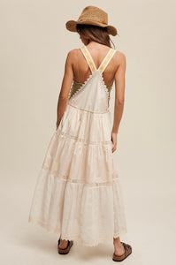 Laced Tiered Overall Dress- Cham