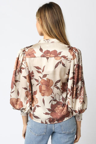 Coffee Cream Floral Top