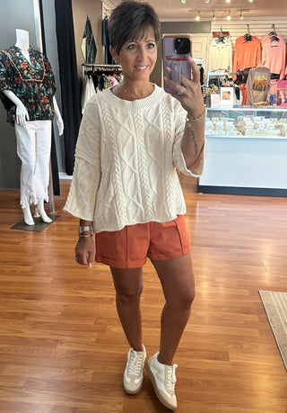 Cable Knit Sweater- Ecru/cream