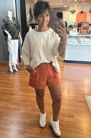 Pleated Shorts- Rust