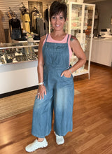 Load image into Gallery viewer, Denim Tie Back Wide Leg Overalls