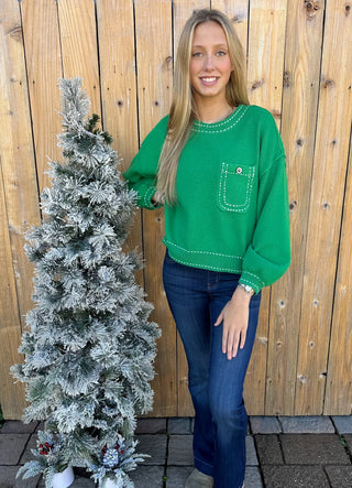 Stitched Green Sweater
