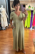 Load image into Gallery viewer, Mineral Wash Wide Leg Jumpsuit- Olive