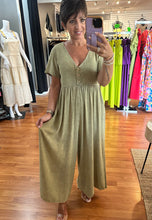 Load image into Gallery viewer, Mineral Wash Wide Leg Jumpsuit- Olive