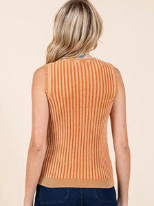 Mineral Wash Sweater Tank- Bronze