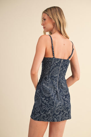 Paisley Printed Denim Dress