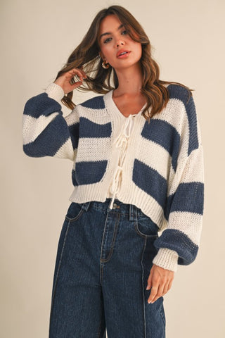 Stripe Navy Cream Cardigan