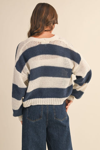 Stripe Navy Cream Cardigan