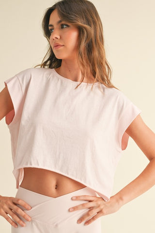 Cutout Back Layering Tee- Pink