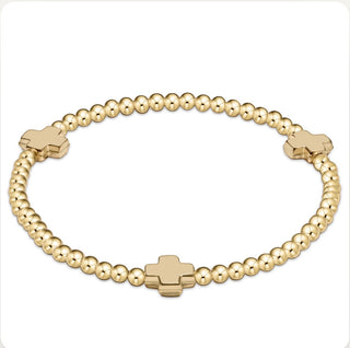 Enewton egirl Signature Cross Gold Pattern 3mm Bead Bracelet- Gold