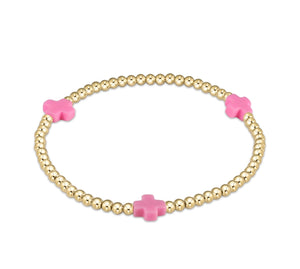 Enewton egirl Signature Cross Gold Pattern 3mm Bead Bracelet- (Multiple Colors)