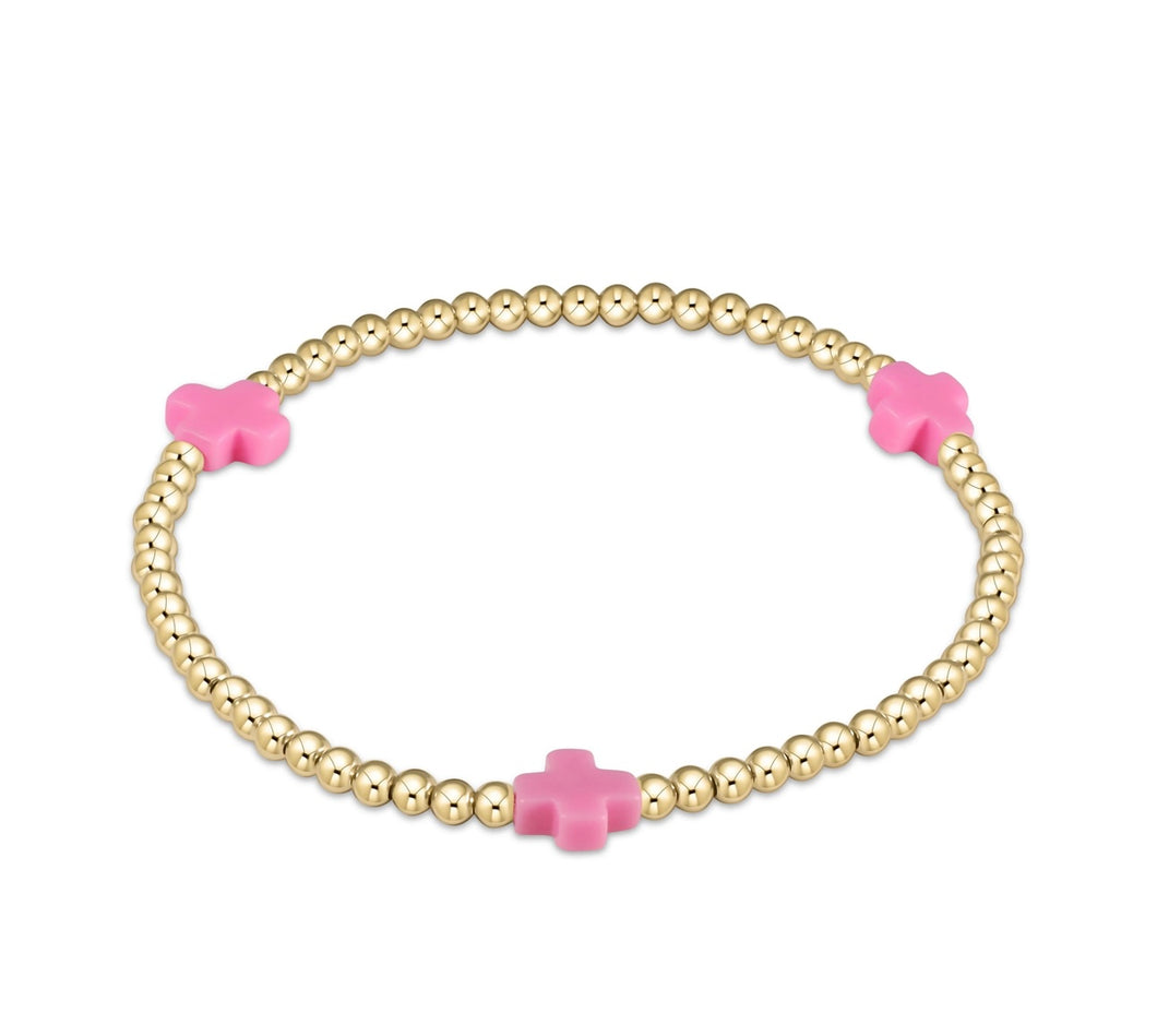 Enewton egirl Signature Cross Gold Pattern 3mm Bead Bracelet- (Multiple Colors)