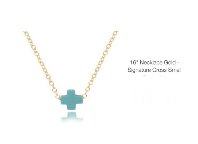 Enewton 16” Necklace Gold- Signature Cross Small (Multiple Colors)