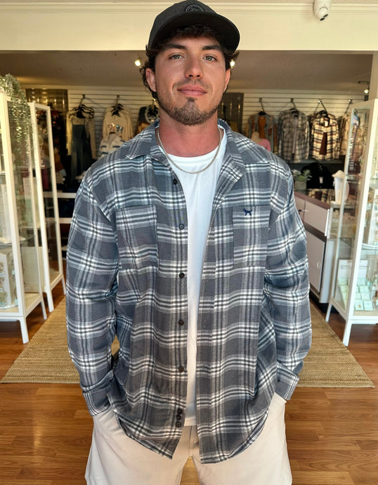 Men’s Grey Plaid Shirt- Simply Southern