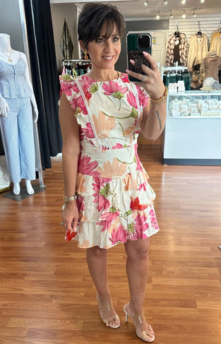 Cream Floral Dress