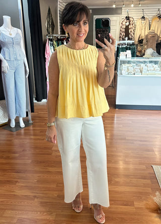 Yellow Pleated Top