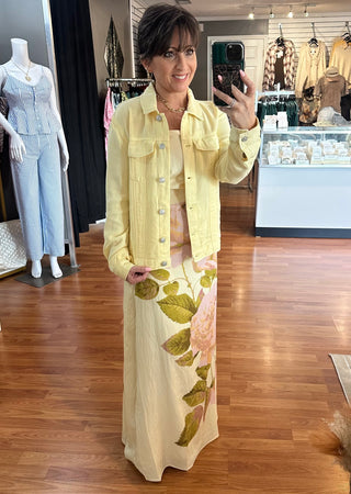 Butter Yellow Floral Rose Dress