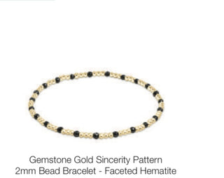Enewton Gemstone Gold Sincerity Pattern 2mm Bead Bracelet- Faceted Hematite