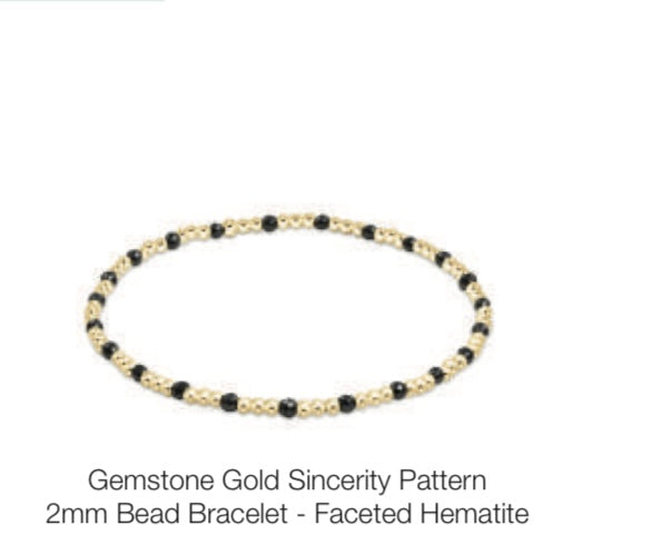 Enewton Gemstone Gold Sincerity Pattern 2mm Bead Bracelet- Faceted Hematite