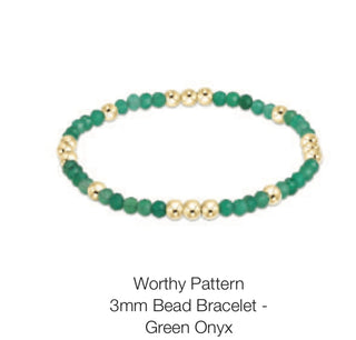 Enewton Worthy Pattern 3mm Bead Bracelet- Green Onyx