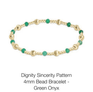 EEnewton Dignity Sincerity Pattern 4mm Bead Bracelet- Green Onyx