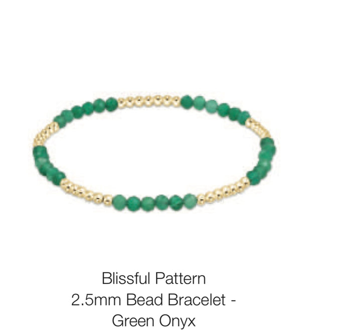 Enewton Blissful Pattern 2.5mm Bead Bracelet- Green Onyx