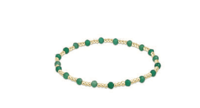 Enewton Gemstone Gold Sincerity Pattern 3mm Bead Bracelet- Green Onyx