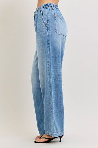 Judy Blue High Waist Featherweight Elastic Waistband Baggy Denim Jeans