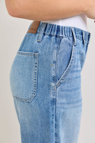 Judy Blue High Waist Featherweight Elastic Waistband Baggy Denim Jeans
