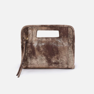 Hobo Ace Clutch in Metallic Leather- Cocoa Platinum
