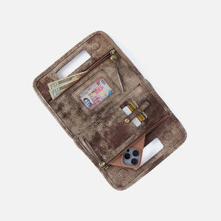 Hobo Ace Clutch in Metallic Leather- Cocoa Platinum