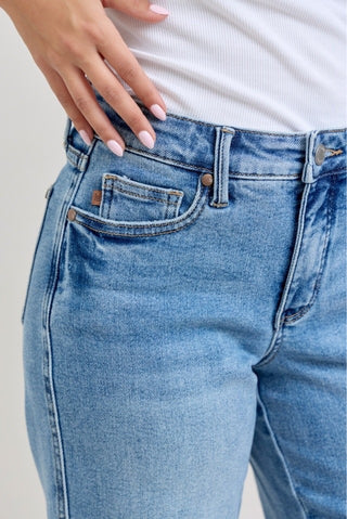 Judy Blue Petite Vintage Wash Straight with Tummy Control