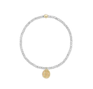 Enewton Bright Silver Faceted Hematite 2mm Bead Bracelet- Inspire Small Gold Charm