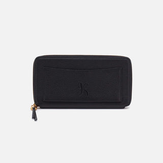 Hobo Hart Large Wallet in Pebbled Leather- Black